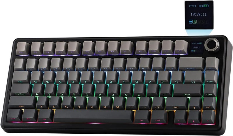EPOMAKER X Aula F75 MAX Wireless Mechanical Keyboard with TFT Screen and Knob, Gasket Gaming Keyboard in 75% Layout, Hot Swappable, RGB Backlight, for PC/Mac/Linux (Black Gradient) - Image 1